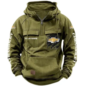 Everyday Utility Vehicle Tactical Quarter Zip Hoodie, Exclusive Logo Hoodie For Car Enthusiasts CAR164 - Army Green