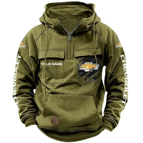 Everyday Utility Vehicle Tactical Quarter Zip Hoodie, Exclusive Logo Hoodie For Car Enthusiasts CAR164 - Army Green