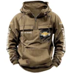 Modern Crossover Tactical Quarter Zip Hoodie, Exclusive Logo Hoodie For Car Enthusiasts CAR164 - Khaki