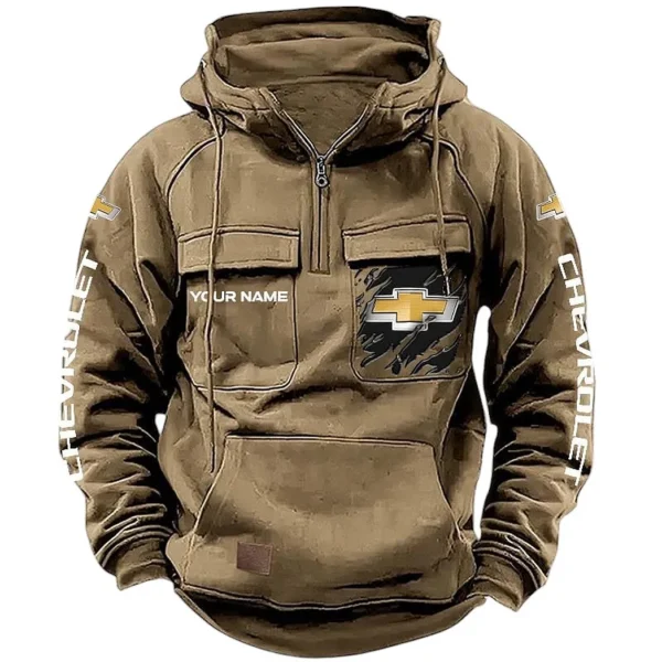 Modern Crossover Tactical Quarter Zip Hoodie, Exclusive Logo Hoodie For Car Enthusiasts CAR164 - Khaki