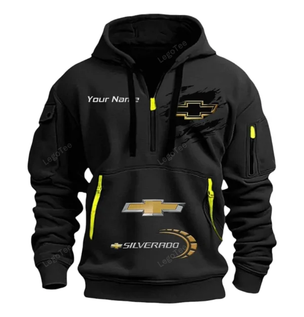 Hoodie Half Zipper Exclusive Logo Gift For European Automobile Enthusiasts CAR113 - Black