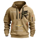 Hoodie Half Zipper Exclusive Logo Gift For American Pony Car Enthusiasts CAR113 - Khaki