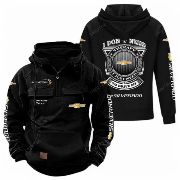 Two-Door Sports Car Tactical Quarter Zip Hoodie, Exclusive Logo Hoodie For Car Enthusiasts CAR106 - Black