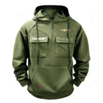 Iconic Muscle Ride Tactical Quarter Zip Hoodie, Exclusive Logo Hoodie For Car Enthusiasts CAR109 - Army Green