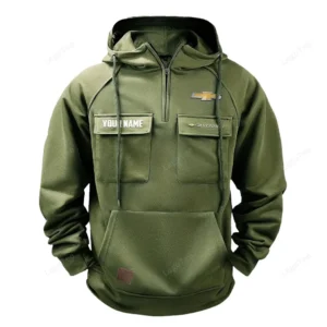 Iconic Muscle Ride Tactical Quarter Zip Hoodie, Exclusive Logo Hoodie For Car Enthusiasts CAR109 - Army Green
