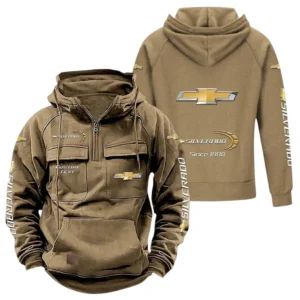 Performance Car Tactical Quarter Zip Hoodie, Exclusive Logo Hoodie For Car Enthusiasts CAR960 - Khaki