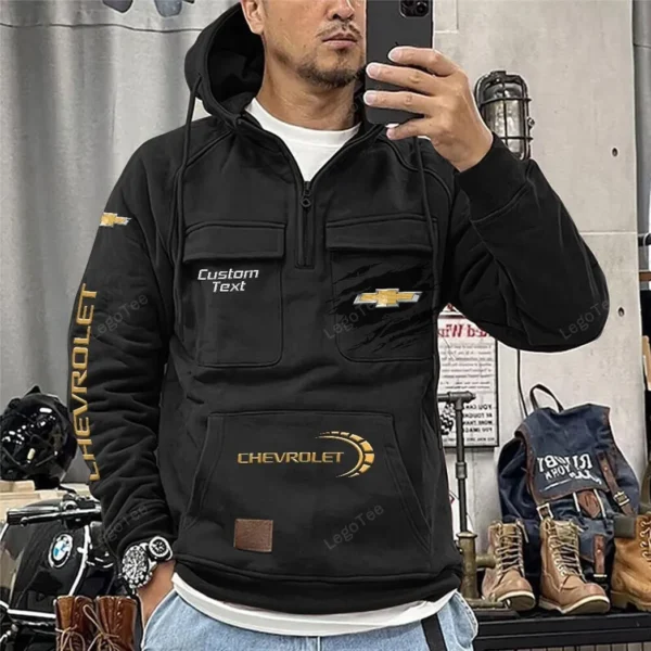 Reliable Family Car Tactical Quarter Zip Hoodie, Exclusive Logo Hoodie For Car Enthusiasts CAR122 - Black - Image 2