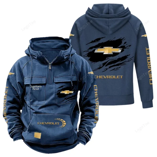 Urban Commuter Car Tactical Quarter Zip Hoodie, Exclusive Logo Hoodie For Car Enthusiasts CAR122 - Dark Blue