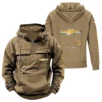 Reliable Family Car Tactical Quarter Zip Hoodie, Exclusive Logo Hoodie For Car Enthusiasts CAR960 - Khaki
