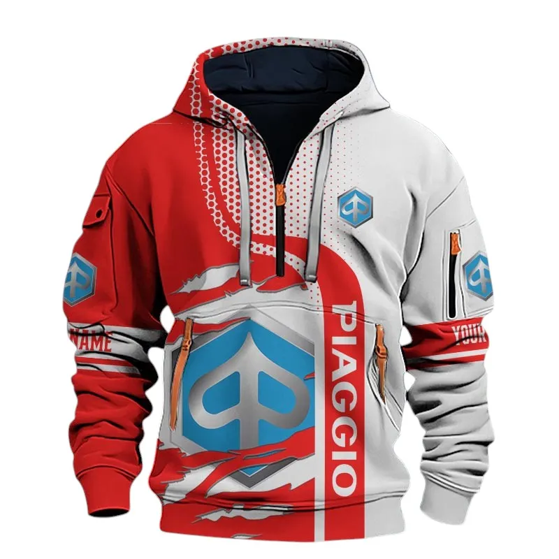 Chic Scooter Hoodie Half Zip 3D, Rugged Casual Fit Hoodie For Car Lovers CAR398 - Red