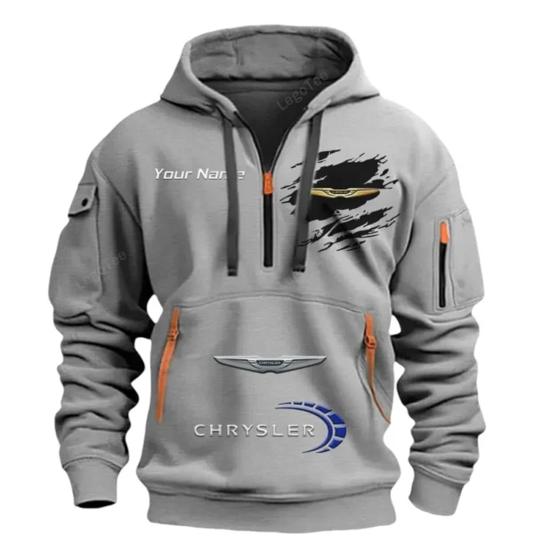 Hoodie Half Zipper Exclusive Logo Gift For Family Car Enthusiasts CAR113 - Gray