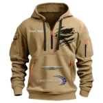 Hoodie Half Zipper Exclusive Logo Gift For Premium Ride Enthusiasts CAR113 - Khaki