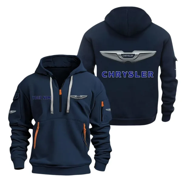 American Sedan Hoodie Half Zipper, Exclusive Logo Hoodie For American Sedan Enthusiasts CAR200 - Navy