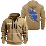 Hoodie Half Zipper Exclusive Logo Gift For Luxury Sedan Enthusiasts CAR170 - Khaki