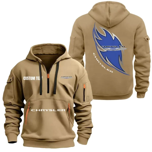 Hoodie Half Zipper Exclusive Logo Gift For Luxury Sedan Enthusiasts CAR170 - Khaki