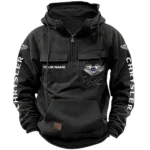 Classic Automobile Tactical Quarter Zip Hoodie, Exclusive Logo Hoodie For Car Enthusiasts CAR164 - Black