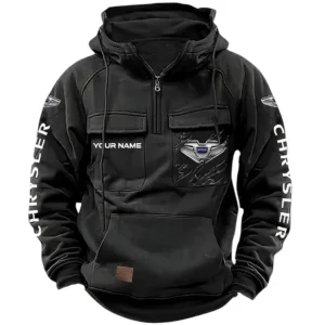 Classic Automobile Tactical Quarter Zip Hoodie, Exclusive Logo Hoodie For Car Enthusiasts CAR164 - Black