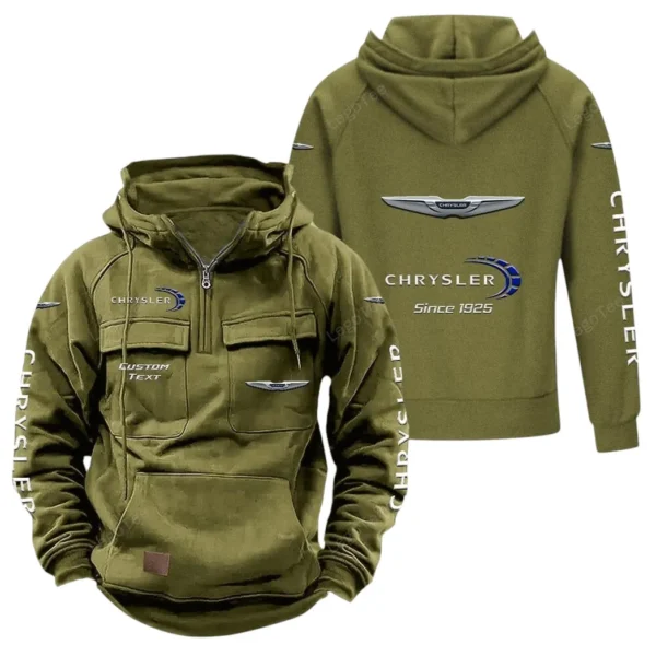 Full-Size Car Tactical Quarter Zip Hoodie, Exclusive Logo Hoodie For Car Enthusiasts CAR960 - Army Green