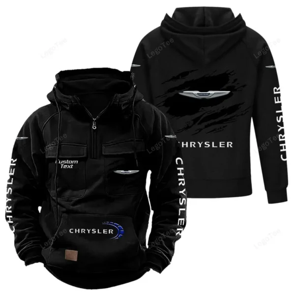 Classic Road Car Tactical Quarter Zip Hoodie, Exclusive Logo Hoodie For Car Enthusiasts CAR122 - Black