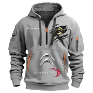 Hoodie Half Zipper Exclusive Logo Gift For City Car Enthusiasts CAR113 - Gray