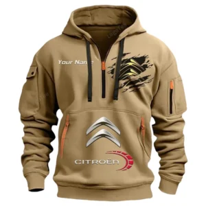 Hoodie Half Zipper Exclusive Logo Gift For Modern Hatch Enthusiasts CAR113 - Khaki