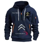 Hoodie Half Zipper Exclusive Logo Gift For Comfortable Sedan Enthusiasts CAR113 - Navy