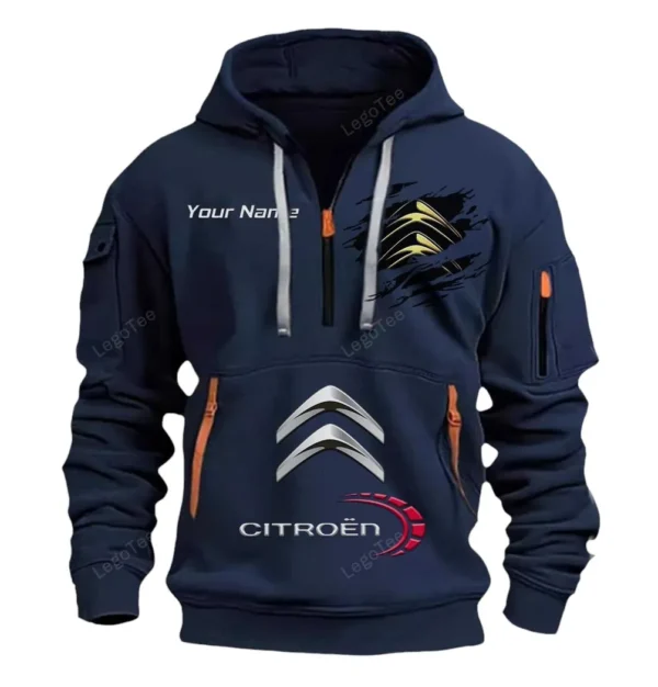 Hoodie Half Zipper Exclusive Logo Gift For Comfortable Sedan Enthusiasts CAR113 - Navy