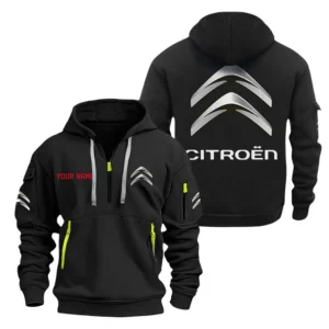 Family Car Hoodie Half Zipper, All Over Print Hoodie Gift For Family Car Enthusiasts CAR200 - Black