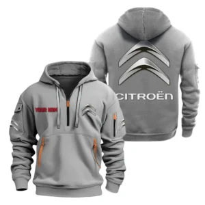 Hoodie Half Zipper Exclusive Logo Gift For Efficient Vehicle Enthusiasts CAR200 - Gray