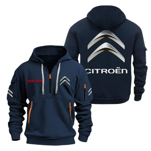 City Car Hoodie Half Zipper, Exclusive Logo Hoodie For City Car Enthusiasts CAR200 - Navy
