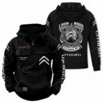 Stylish Crossover Tactical Quarter Zip Hoodie, Exclusive Logo Hoodie For Car Enthusiasts CAR106 - Black