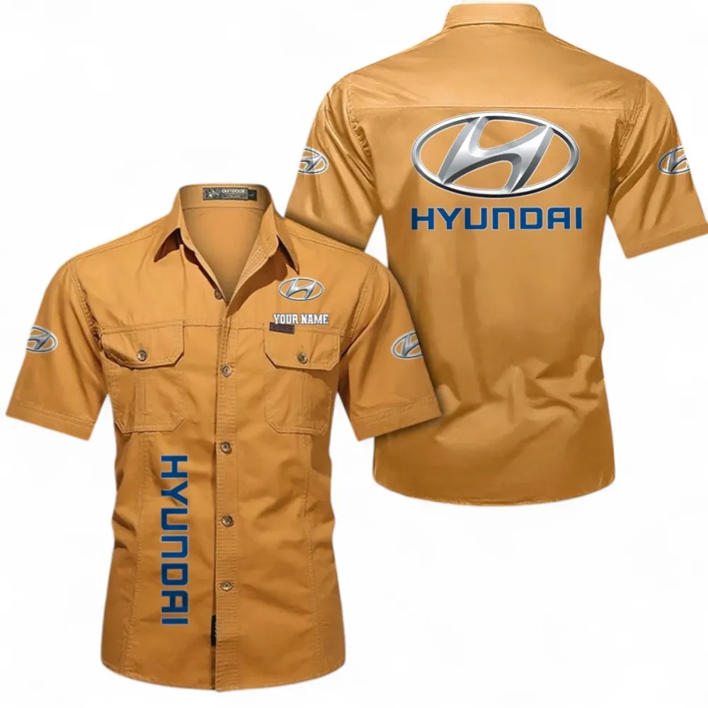 City Car Men's Short Sleeved Cotton Shirt, Custom Name CAR392 - Turmeric