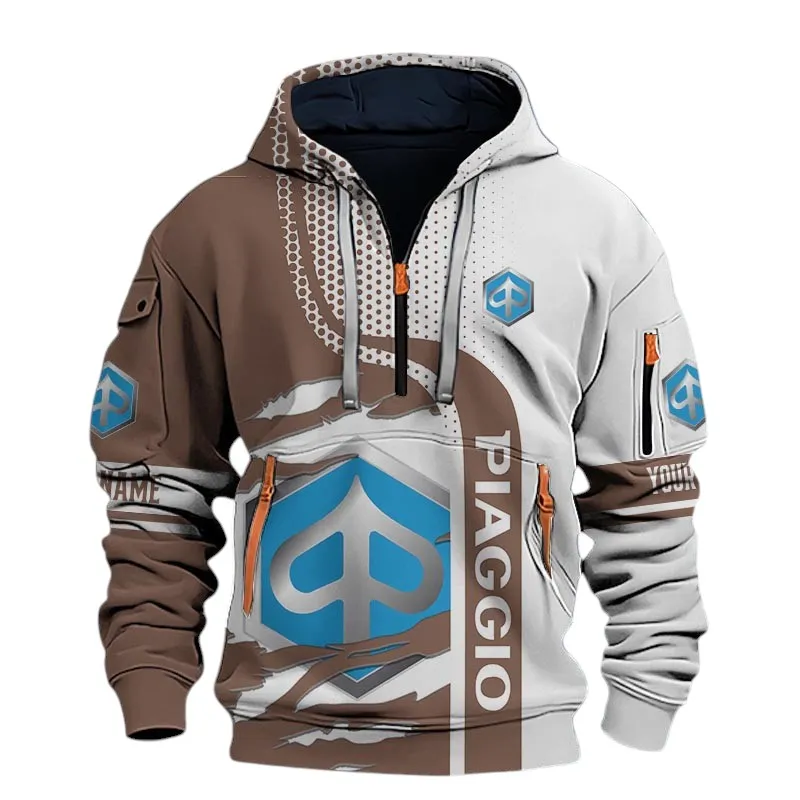 City Cruiser Hoodie Half Zip 3D, Adventure-Ready Streetwear For Car Lovers CAR398 - Brown