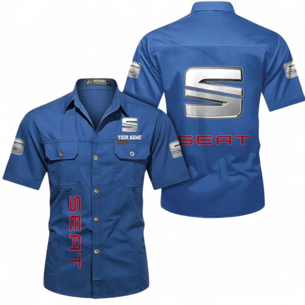 City Cruiser Lightweight Cotton Short Sleeve Shirt, Custom Name CAR392 - Cowboy Blue