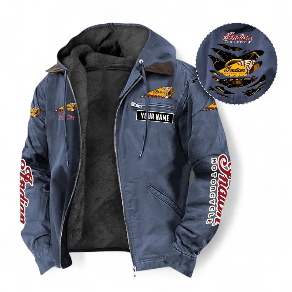 Classic Cruiser Hooded And Flannel Hoodie, Exclusive Logo Hoodie For Motor Lovers CAR391 - Navy Blue