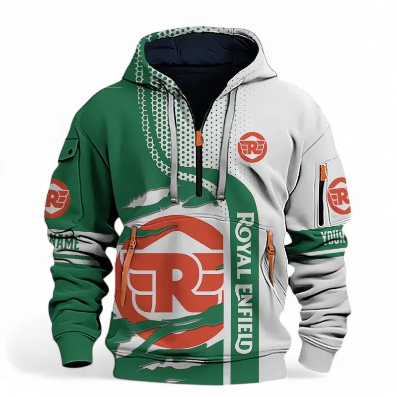 Classic Cruiser Hoodie Half Zip 3D, Casual Street-Ready Hoodie For Car Lovers CAR398 - Green