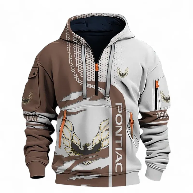 Collector’s Car Hoodie Half Zip 3D, Rugged Casual Hoodie For Car Lovers CAR396 - Brown