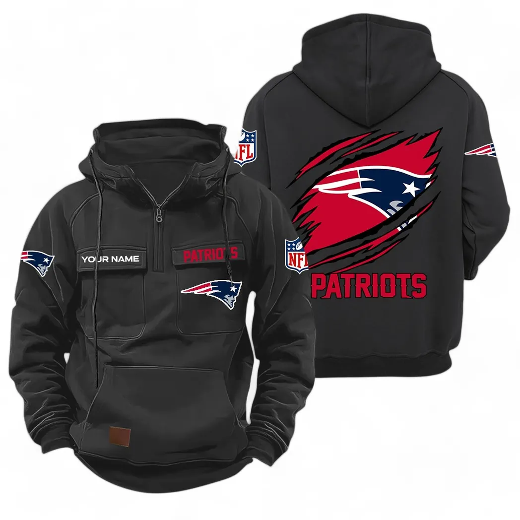 Colonial Army Tactical Quarter Zip Hoodie, True Supporter Tactical Hoodie NFL720 - Black