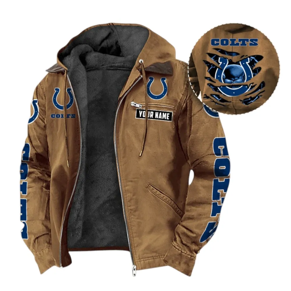 Colt Crew Hooded And Flannel Hoodie, Bold Supporter Flannel Hoodie NFL135 - Camel
