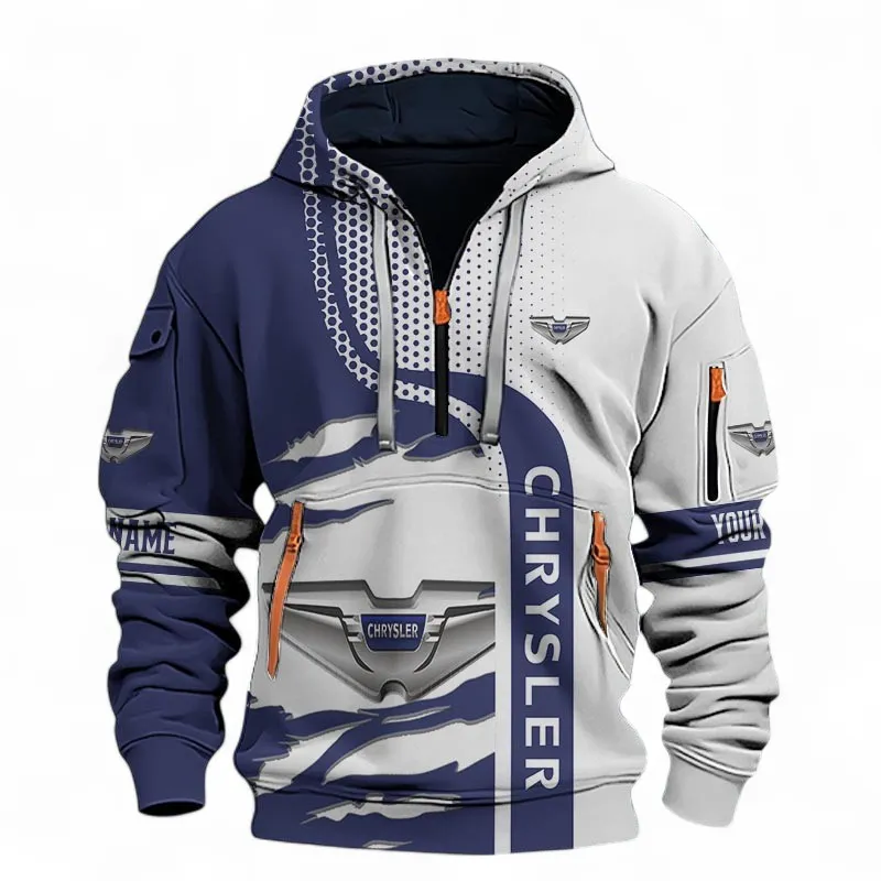 Comfortable Sedan Hoodie Half Zip 3D, Sporty & Casual  Hoodie For Car Lovers CAR396 - Blue