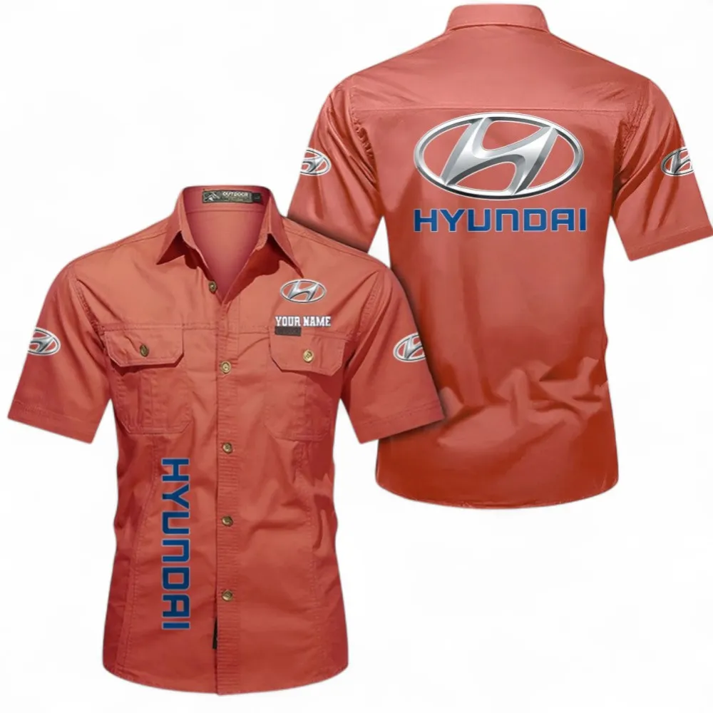 Compact Car Casual Short Sleeve Shirt, Custom Name CAR392 - Red