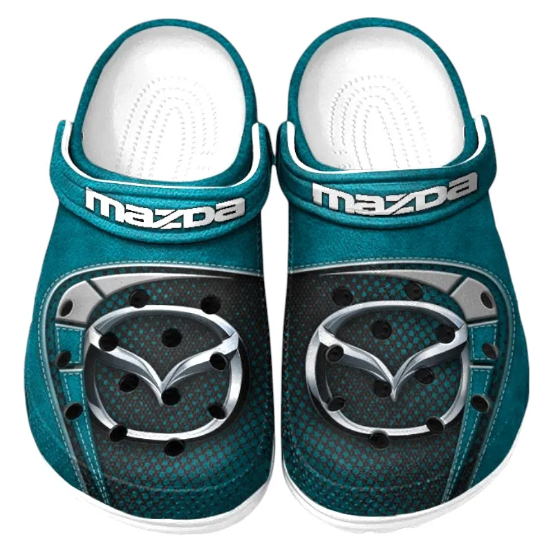 Compact Car Culture Clog, Stylish All Over Print Lightweight Shoes for Auto Fans and Streetwear Style CAR177 - Cyan