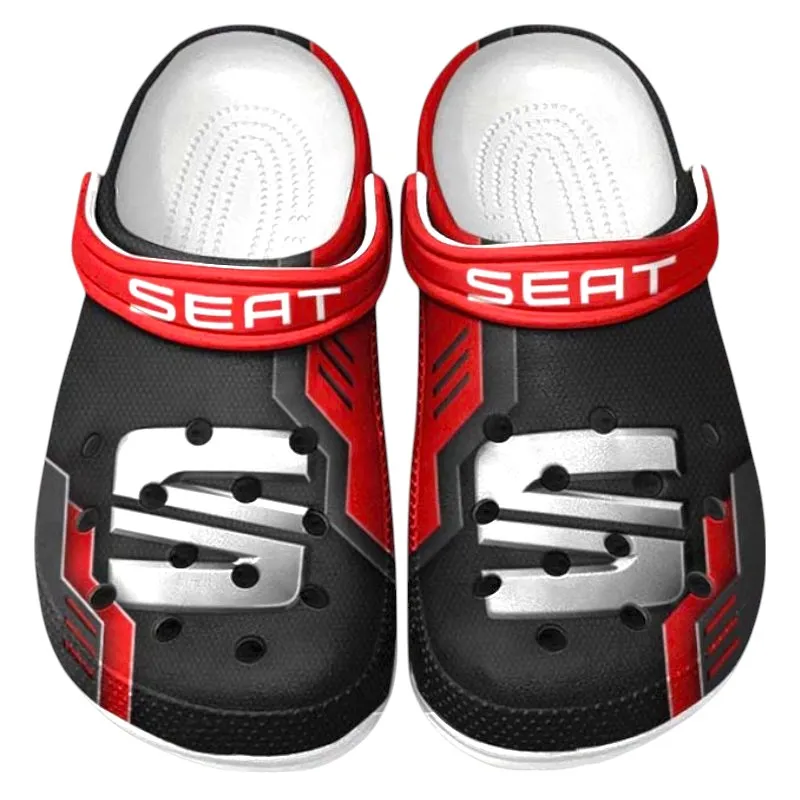 Compact Car Culture Clog, Stylish All Over Print Lightweight Shoes for Auto Fans and Streetwear Style CAR185 - Red
