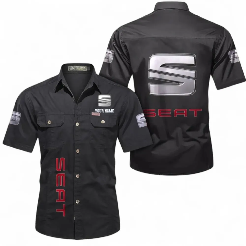 Compact Car Men's Casual Short Sleeved Shirt, Custom Name CAR392 - Black
