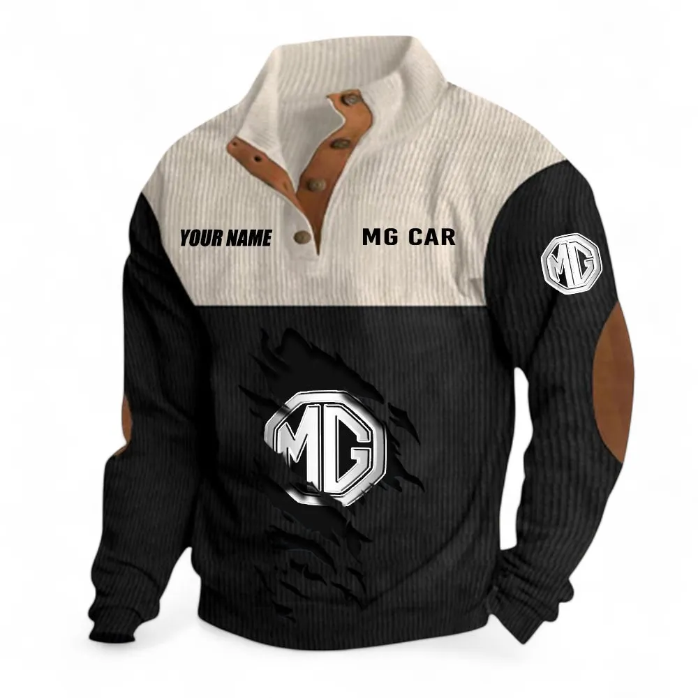 Compact Car Men's Stand Up Collar Base Shirt, Exclusive Logo Hoodie For Car Enthusiasts CAR402 - Black