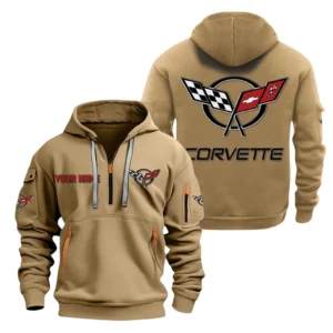 Hoodie Half Zipper Exclusive Logo Gift For Performance Roadster Enthusiasts CAR200 - Khaki