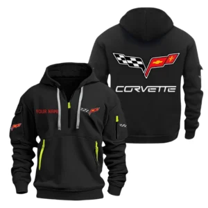 Hoodie Half Zipper Exclusive Logo Gift For Race-Inspired Car Enthusiasts CAR200 - Black