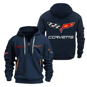 Hoodie Half Zipper Exclusive Logo Gift For High-Performance Coupe Enthusiasts CAR200 - Navy