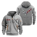 Hoodie Half Zipper Exclusive Logo Gift For Iconic Speed Machine Enthusiasts CAR200 - Gray