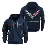 Hoodie Half Zipper Exclusive Logo Gift For Lightweight Performance Car Enthusiasts CAR200 - Navy